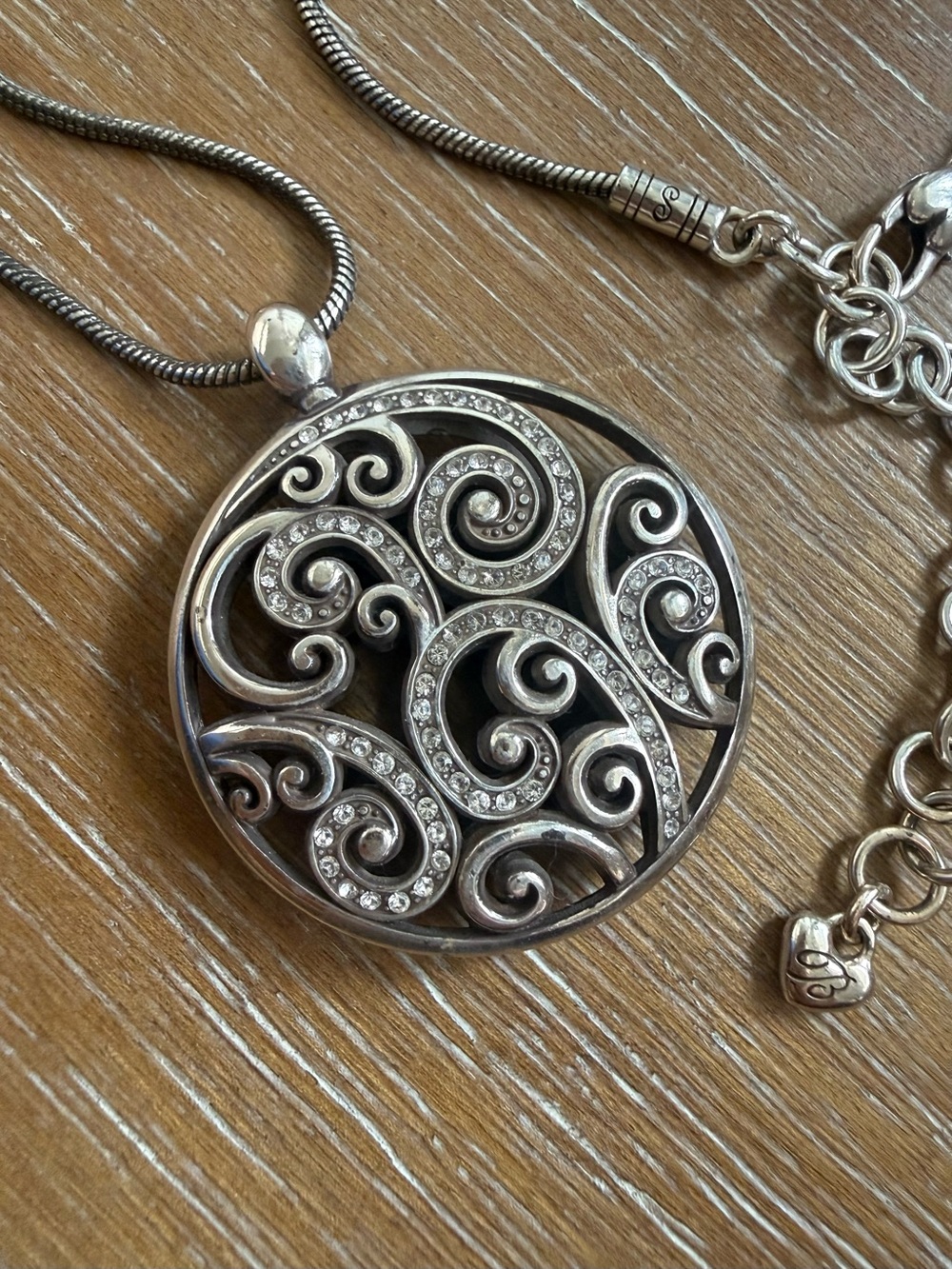 Brighton Silver-Tone Swirl Pendant Necklace with Crystal Accents - Picture 2 of 3